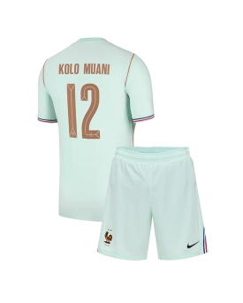 Billige Fotballdrakt Frankrike Randal Kolo Muani #12 Replika Bortedraktsett Barn VM 2026 Kortermet (med bukser)